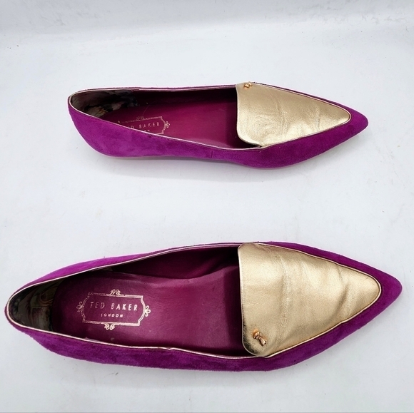Ted Baker London Oleshky Magenta And Gold Pointy Toe Flats Size 40, 9.5 - Picture 4 of 16
